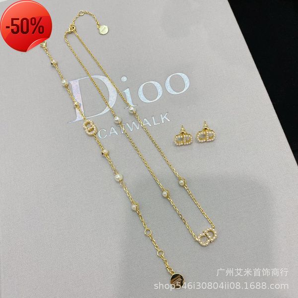 

50% off factory clearance sale designer new brand jewelry necklace charm mingtong simple fashion earrings di bracelet batch explosion, Silver