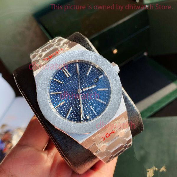 

automatic men watch mechanical watches classic style 41mm stainless steel strap 15400 model waterproof 5atm transparent bottom cover wristwa, Slivery;golden