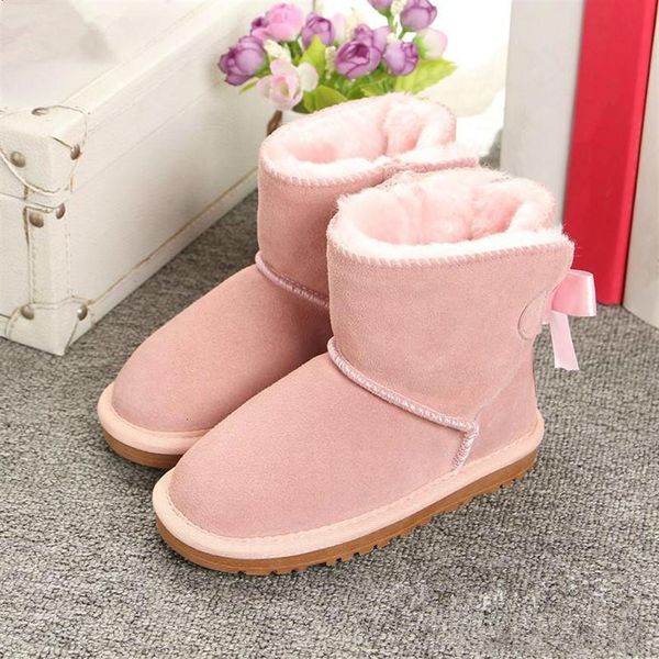 

new australia children  winter snow boots kids girl style waterproof cow suede leather winter girls shoes outdoor boots size eur 21-35235i, Black;grey