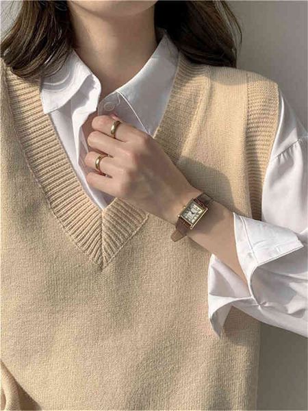 

women's sweaters 2022 korean fashion sweater vest jackets women v neck solid sleeveless vest elegant loose knitted sweater preppy jumpe, White;black