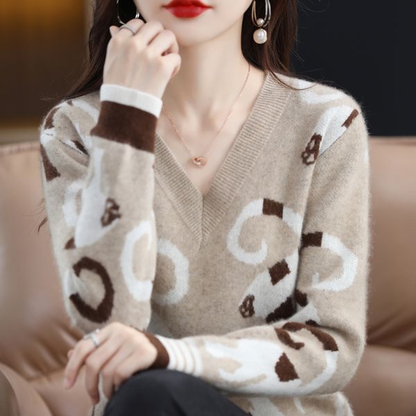 

women s sweaters 22 women s v neck pullover 100 wool colorblock sweater fashion short loose long sleeve cashmere 220920, White;black