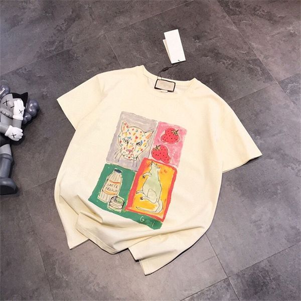 

2023 new clothing winter high version strawberry mouse sketch t-shirt for women, White