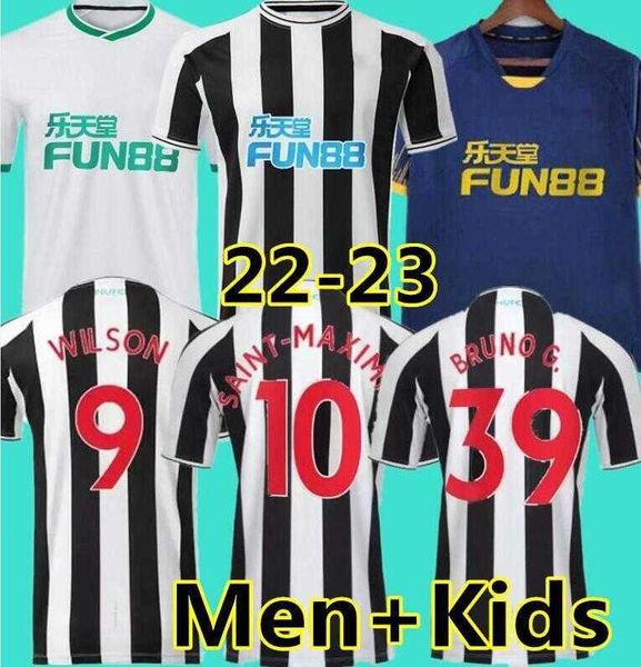 

wilson saint-maximin bruno g. 2022 2023 soccer jersey newcastl e retro trippier murphy shelvey 22 23 football shirt kids kit shearer wood, Black;yellow