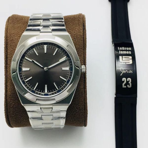 

x f factory business watch 1120/1 mechanical movement 40 mm 18 k sapphire crystal glass quick release strap 2000 v, Slivery;brown