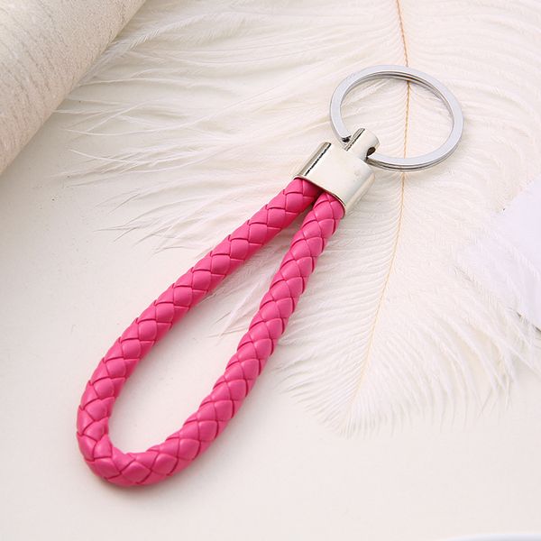 

keychain manufacturers wholesale leather ropecar pendant 28 color pu braided woven rope rings fit diy circle pendantcar keyrings accessories, Silver