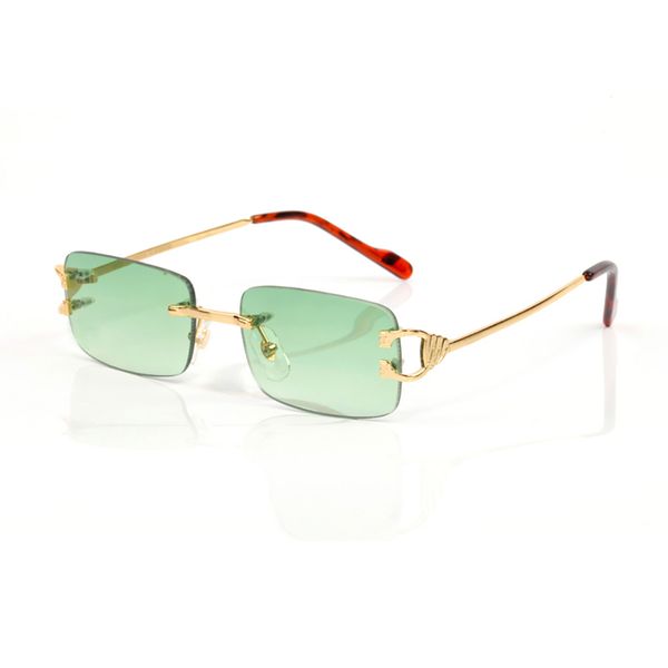 

mens designer sunglasses for women fashion green square summer style gold frameless millionaire carti sun glasses uv400 vintage 53mm eyeglas, White;black