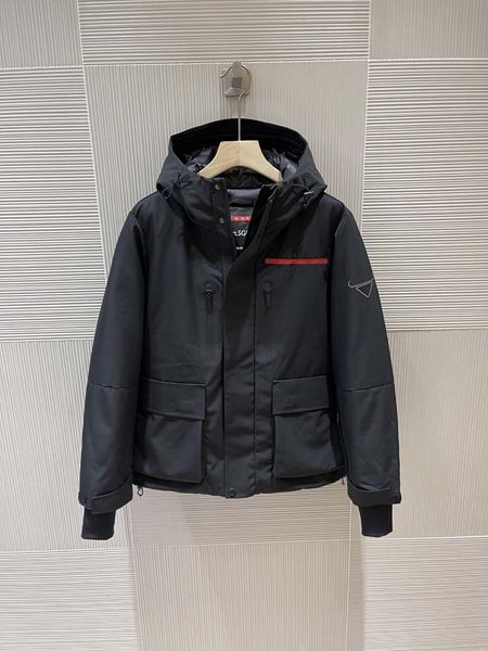

winter men down jackets parka water hooded padded jacket casual long sleeve red black label outdoor jackets with zippers warm outwears doudo
