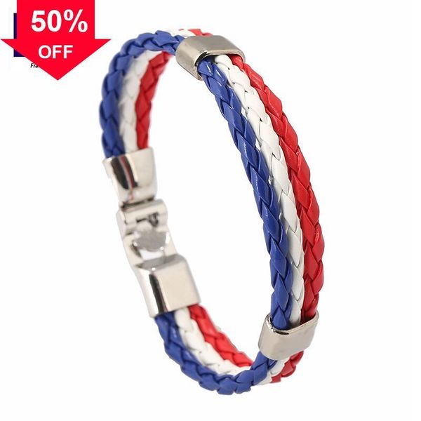 

designer bracelets latest world cup national flag bracelet men women spain germany france italy argentina u leather handmade jewelry 2022 ne, Black