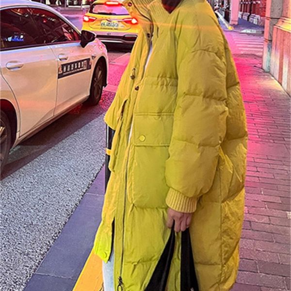 

womens down parkas eotvotee yellow long winter puffer jacket women autumn oversized coats korean fashion streetwear y2k loose blue 220920, Black