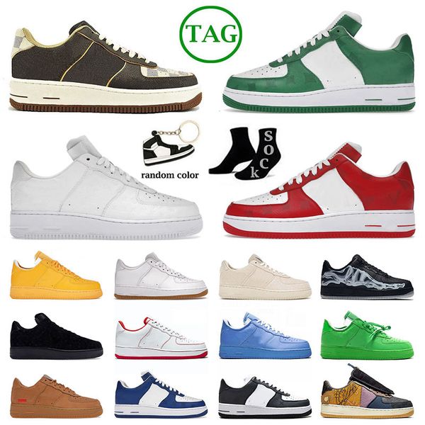 

jorda n 2023 new designer 1 one low basketball shoes mens womens virgil ablohs brown skeleton black white gum mca university gold light gree