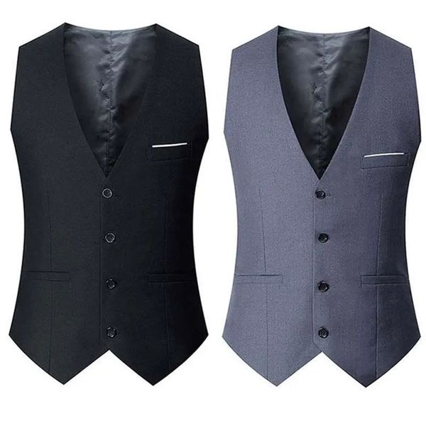 

men's vests black grey navy blue vests for men slim fit suit male waistcoat gilet homme casual sleeveless formal business jacket 220920, Black;white