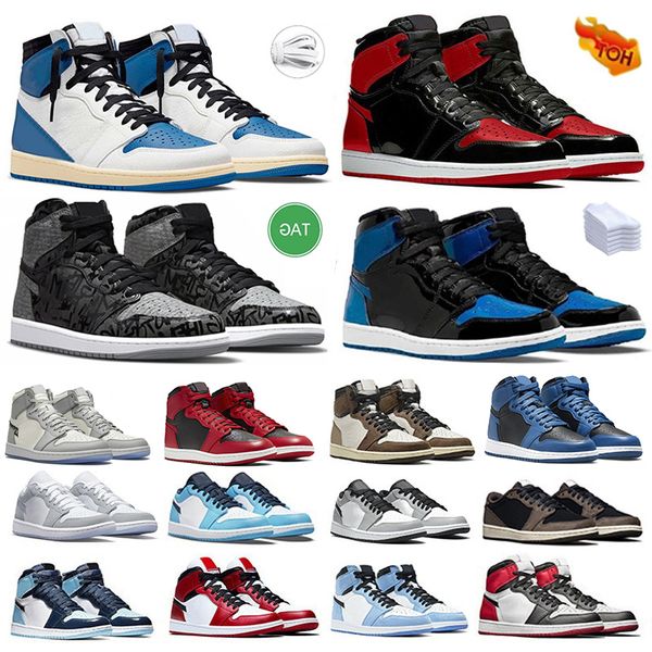 

jumpman 1 1s mens basketball shoes rebellionaire bred patent royal fragment unc pine green university blue dark mocha fearless men women