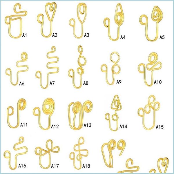 

nose rings studs fake nose ring clip on wire spiral no piercing faux nostril cuff earrings tragus simple gold sier color jewelry wom dh8dl, Silver