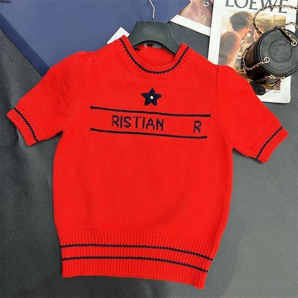 

2023 new clothing winter high version early letter embroidery round neck short sleeve sweater loose thin women's fashion, White;black