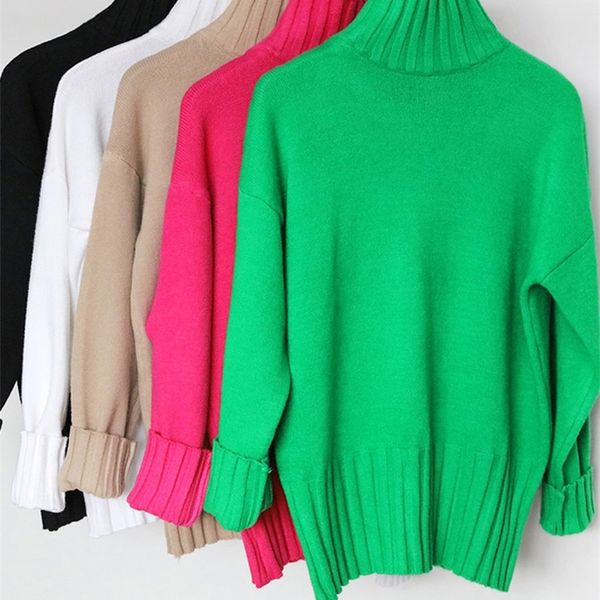 

women's sweaters autumn winter green turtleneck pullover sweater women plus size knitted sweaters jumpers soft white sweater 220920, White;black