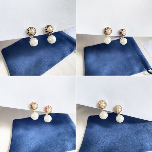 

classic round pearl studs oil drop crosses earrings in different colors, Golden;silver