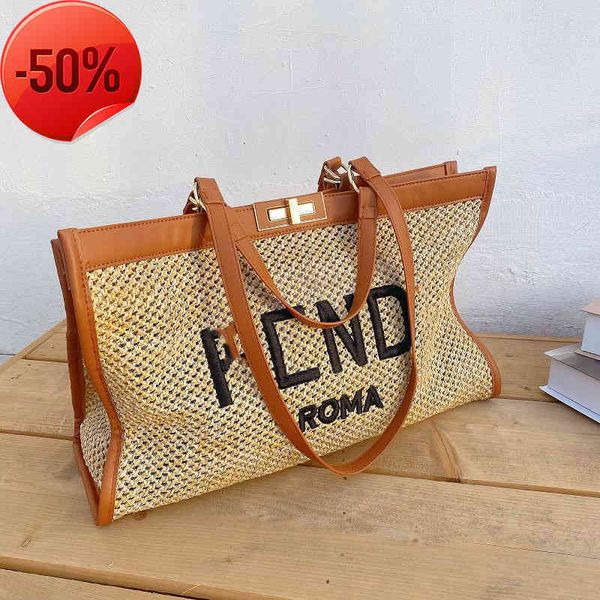 

factory clearance specials 50% off designer evening bags 2022 new wholale summer women's capacity single shoulder woven tote