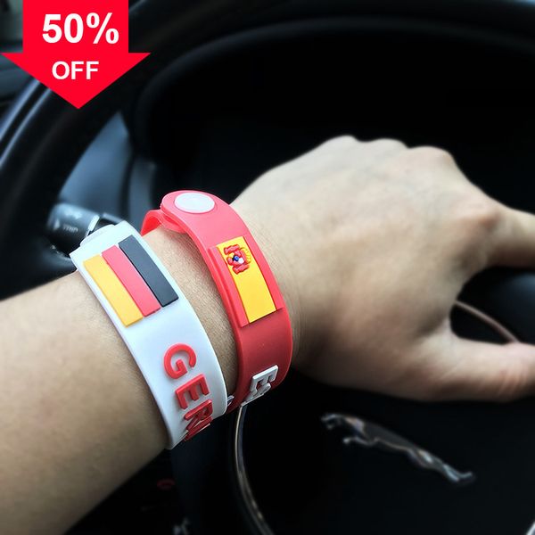 

designer bracelets latest world cup 2022 spain france italy team bracelet football wrist belt fans souvenir, Black