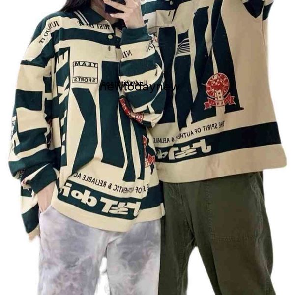 

mens hoodie tshirts cpfm co branded nk us high street letter printed os loose polo pullover half button uple long sleeved shirt h108, White;black