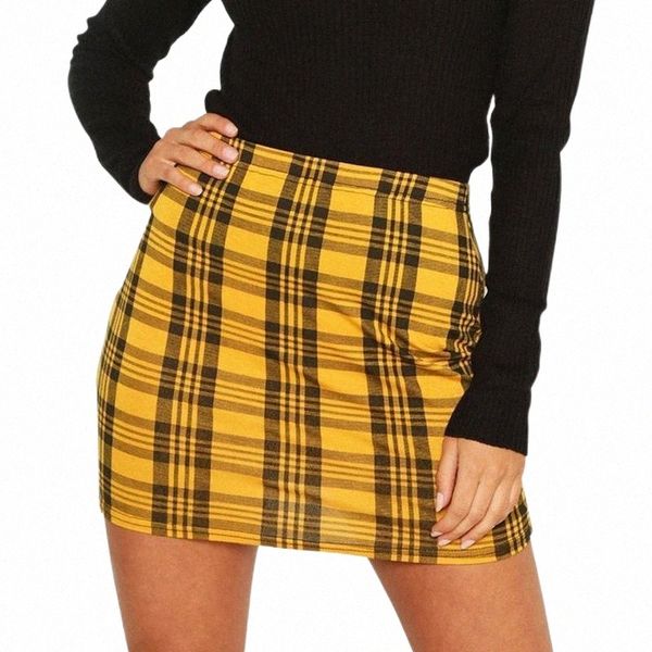 

bf-plaid skirts 2022 ladies high waist bodycon bag mini skirt clubwear female plaid print pencil l3py#, Black