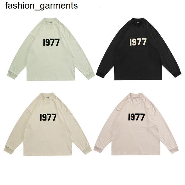 

loose sweatshirts essential fashion brand fear season flocking small high collar long sleeve t-shirt for men and women, Black
