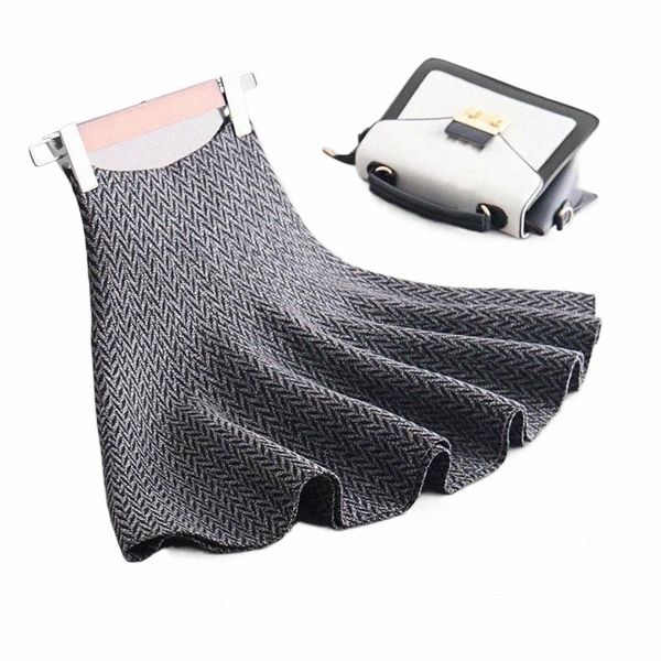 

skirts 2022 spring knitting high waist jacquard a-line saia faldas women mini skirt clothes jupe femme s4jr#, Black