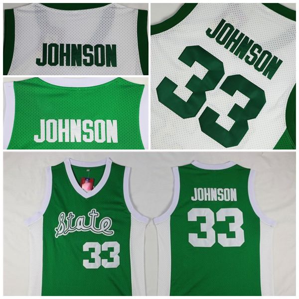 

college basketball wears ncaa michigan 33 johnson green state university basketball jerseys men shirt, Black