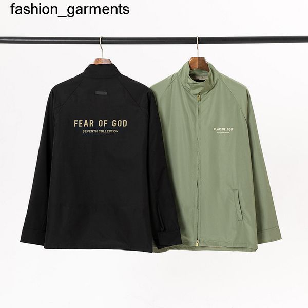 

men's jacketsessential season flocking zipper coach jacket high street stand collar trench coat men and women, Black;brown