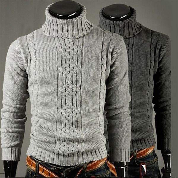 

men's sweaters warm turtleneck sweater men pull homme casual pullovers male outwear slim knitted sweater 220919, White;black