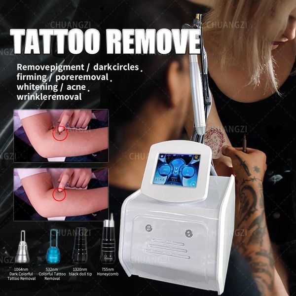 

the most popular in autumn 4 in 1 skin laser 532 755 1064 1320nm skin tightening tattoo removal picosecond laser machine, Black