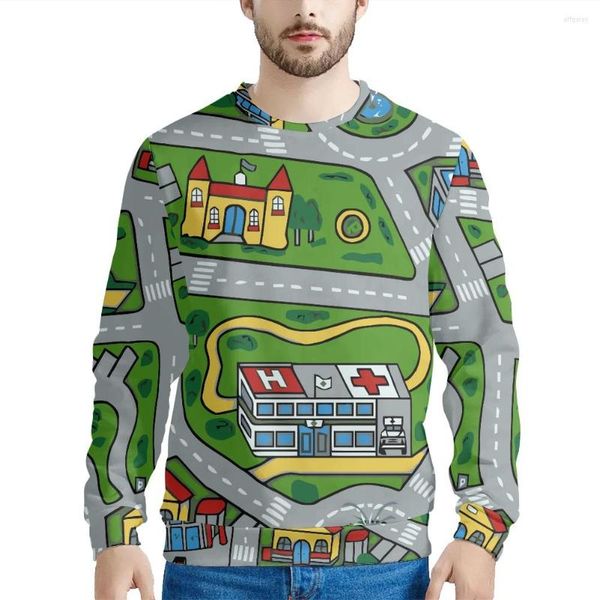 

men's hoodies toy car mat sublimation print sweater sweatshirt 2 types of fabric for your options, Black