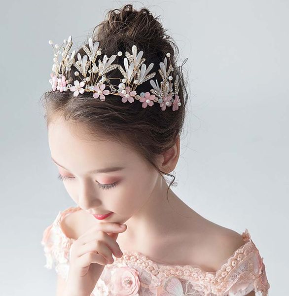 

beauty pink flower girls' head pieces kids' wedding head piece princess hair wear girl accessories h920073 wreaths, White;red