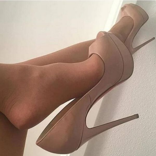 

classic women red bottom shoes peep toe platform heel pumps black nude patent leather super high dress shoe woman red soled slip on party he