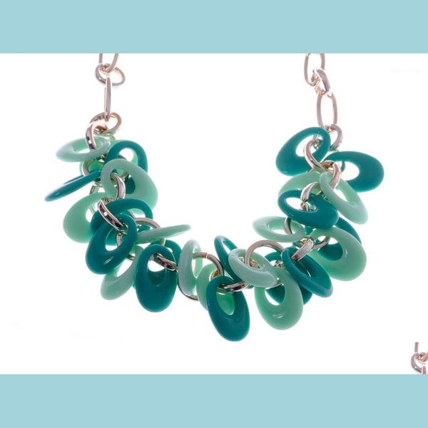

chains chains retro turquoise oval ring pendant golden tone chain chunky necklace drop delivery 2021 jewelry necklaces penda dayupshop dhoma, Silver