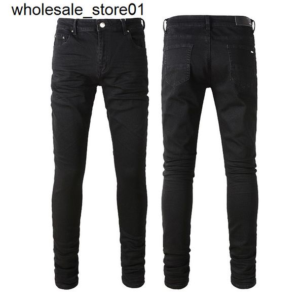 

men's jeans amirs new jeans youth slim fit feet pants male street style, Blue