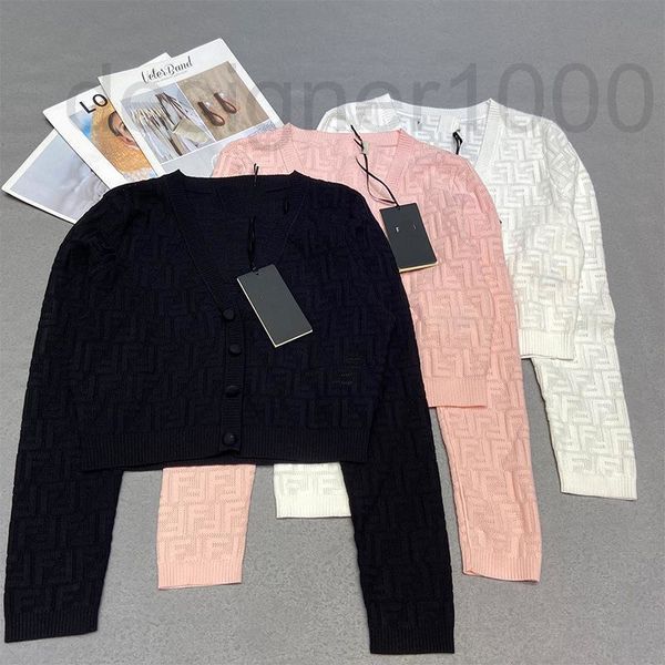 

women's knits & tees designer knitted three-dimensional letter hollow v-neck cardigan women's coat thin early autumn with 2022 new, White