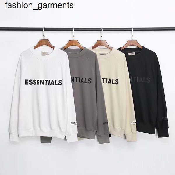 

hoodies sweatshirts chao loose brand feel double thread three dimensional pressed rubber letter terry round neck sweater man essential, Black