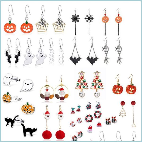 

dangle chandelier halloween stud earrings drop dangle earring pumpkin/spider/witch/ghost/bat/skl/vampire lips/spider web s for women dhujz, Silver