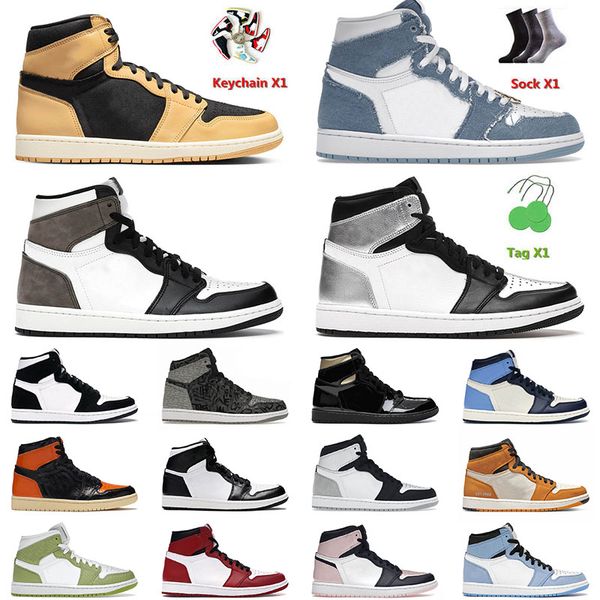

jumpman 1 1s men basketball shoes heirloom denim dark mocha reverse mocha grey fog bordeaux unc twist mens women tennis sneakers trainers 36