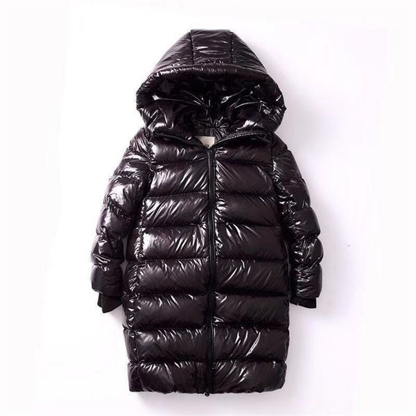 

down coat winter children long thick down jacket boys and girls over the knee bright down coat kids hooded warm parkas outwear 4-14t 220919, Blue;gray