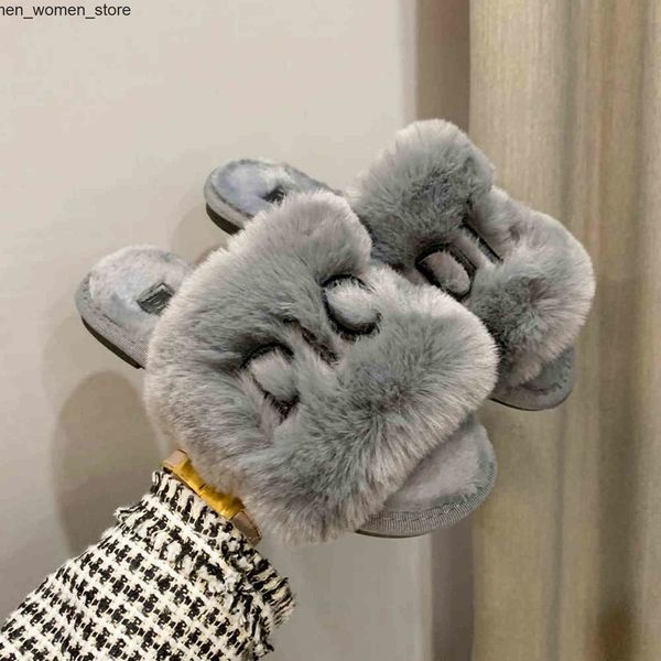 

slippers slippers designer shoes flip flops fashion anti-slip female slides h1115 women furry fluffy faux fur luxury brand warm indoor, Black