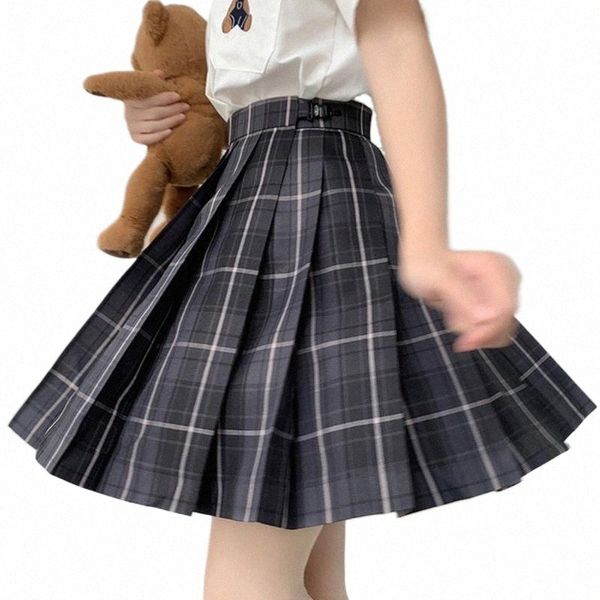 

skirts zoki jk women plaid mini skirt high waist grey school dancing pleated fashion a line japan summer cute girls faldas 2022 v8hn#, Black