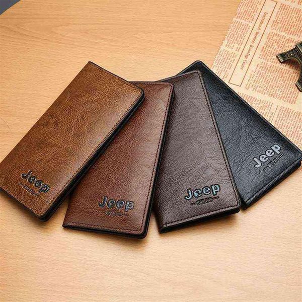

men's solid color business wallet retro pu long hand playing cards wallet with jeep letters 0210296m, Red;black