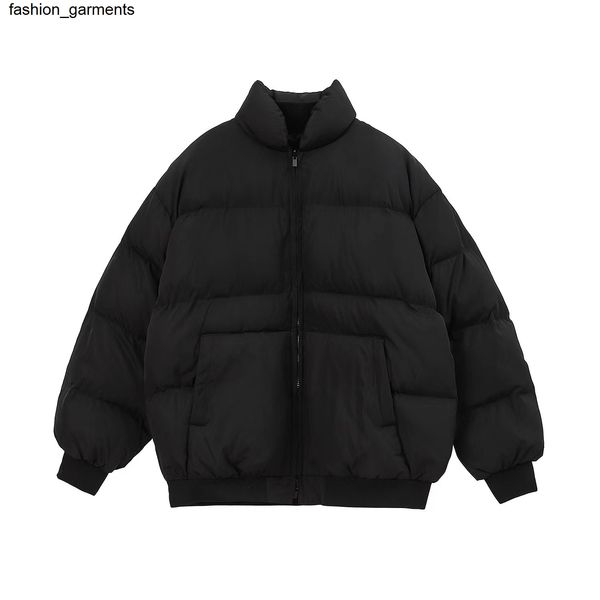 

men's down parkas essential double thread windproof stand collar down cotton jacket for men and women, Black