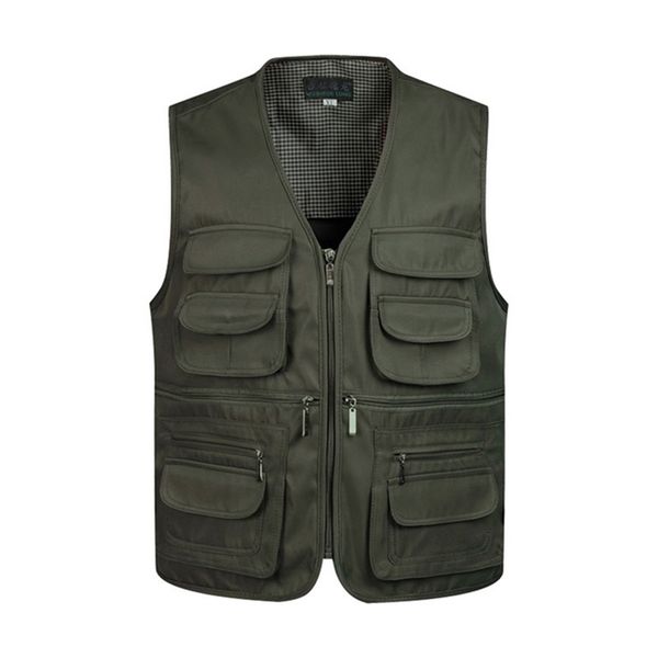 

men's vests men multi-pocket classic waistcoat male sleeveless unloading solid coat work vest pographer tactical mesh vest jacket 22091, Black;white