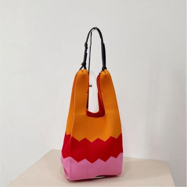 

evening bags clash color plaid twill shoulder wrist underarm bag wool woven large capacity retro chic tote handbag womens street snap travel