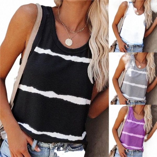 

women's tanks & camis blouse summer fashion striped print vest sleeveless o-neck base undershirt workout sports camisole casual womens, White