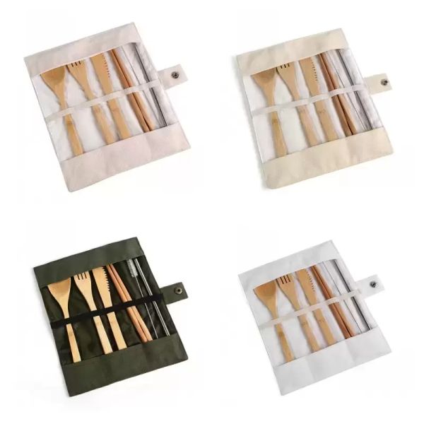 

bamboo cutlery utensils reusable flatware set bamboos travel utensil include reusable chopsticks fork spoon knife straws brush for camping h