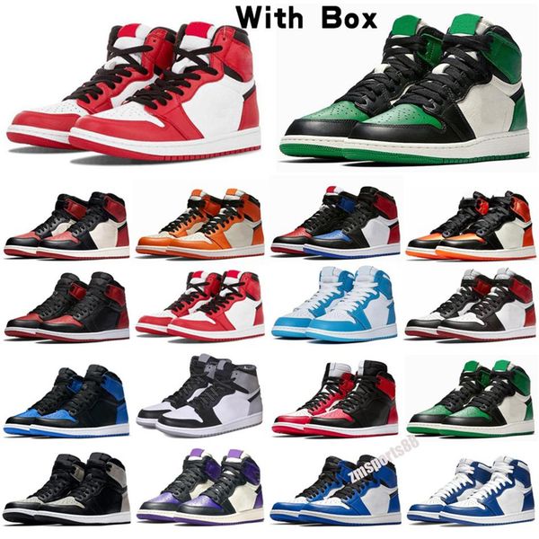 

pine green black 1s basket ball shoes jump 1 bloodline men designer sneakers fearless obsidian unc patent gold toe trainers290j, Black;brown