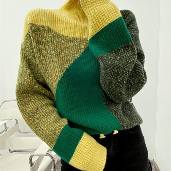 

women's sweaters fashion women korean fashion autumn winter turtleneck sweater loose long sleeve knitted sweater pullover 220920, White;black